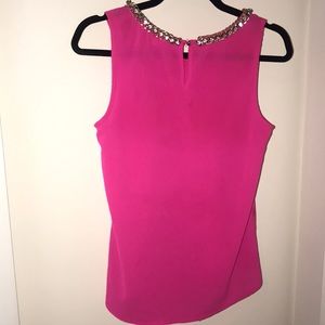 Pink gem collared tank top